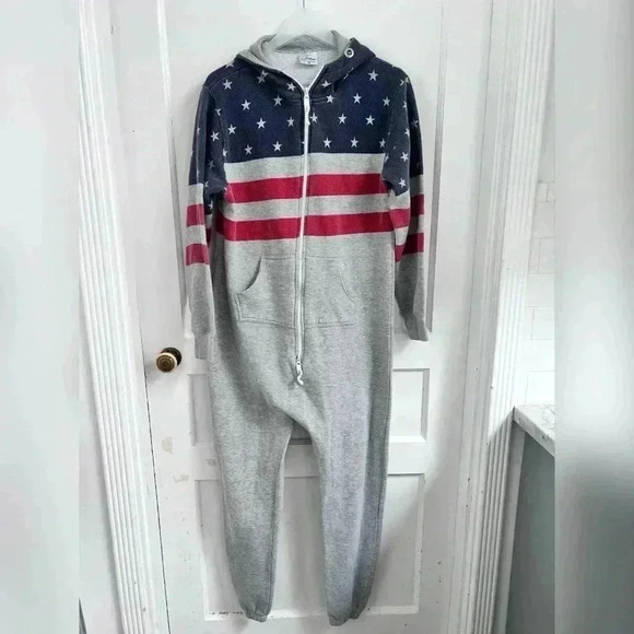SKYLINEWEARS Adult One Piece Unisex American Flag Jumpsuit Size M - Picture 1 of 5